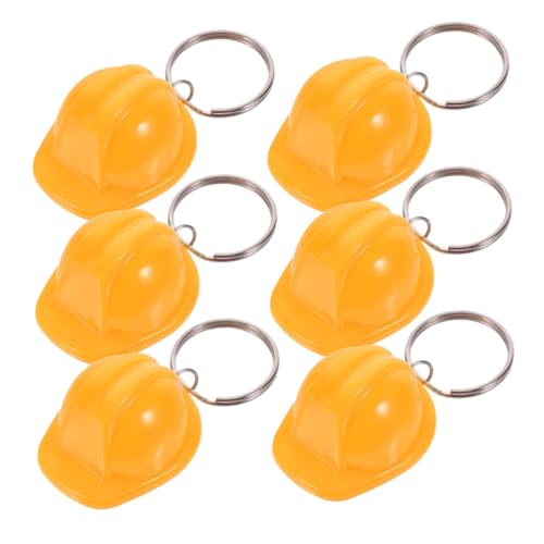 TOPBATHY 6St Schlüsselanhänger tasse für opa produkte kunststoff plat Sicherheitshut-Anhänger Schutzhelm Mini schlüsselhalter Taschenanhänger für Handtaschen Geldbörse Charme Plastik Yellow von TOPBATHY