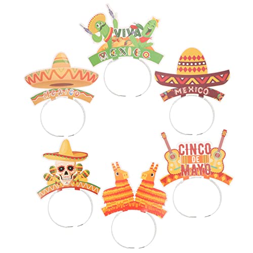 TOPBATHY 6St mexikanisches Stirnband Cosplay-Kostüm mexikanisches Dekor fasching kopfbedeckung fasching kopfschmuck Zubehör für mexikanische Themenpartys Cinco de Mayo Stirnband Papier von TOPBATHY