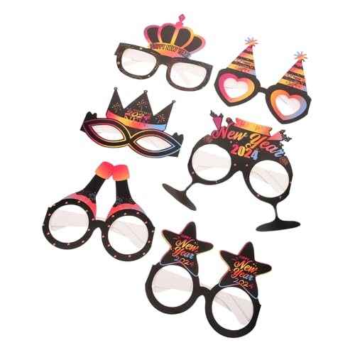 TOPBATHY 6st 2024 Neujahr Farbe Schwarz Gold 3d-brille Partyzubehör Für Silvester 2024 Silvester-party-sonnenbrille Partybrille 2024 Brillengestelle Für Das Neue Jahr Dekor Black Papier von TOPBATHY