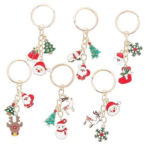 TOPBATHY 6st Weihnachts-schlüsselanhänger Weihnachtsbaumschmuck Weihnachtsbaum Schlüsselanhänger Weihnachtsschneemann-schlüsselkette Gefälligkeiten Für Weihnachtsfeiern Legierung von TOPBATHY