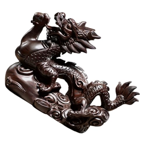 TOPBATHY Dekorative Holzfigur Drachenfigur Schreibtisch- Figuren Skulptur Drachen-Schreibtischzubehör Drachenschmuck Teehaustier-Drachenstatue Holzdrachenhandwerk hölzern Brown von TOPBATHY