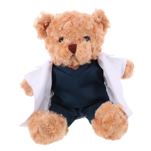 TOPBATHY Doktor-bär-puppe Bärenpuppe Im Schlafzimmer Stofftier Bär Plüschweste Bär Plüschtierpuppe Kleiner Bär Stofftier Bär Plüschpuppe Weicher Stoffbär Tragen Pp Baumwolle Light Brown von TOPBATHY