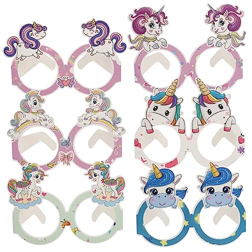 TOPBATHY Einhorn Geburtstagsbrillen Für Dekorative Einhorn Themenbrillen Für Partys Geburtstagsparty Eyeglasses Set 6 Designs Je von TOPBATHY