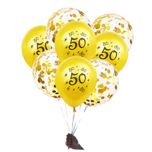 TOPBATHY Goldene 50 Geburtstag Luftballons Set Latex Ballons Mit Konfetti Für Geburtstagsfeier Dekorationen 10 Goldene Druckballons & 10 Konfetti Ballons von TOPBATHY