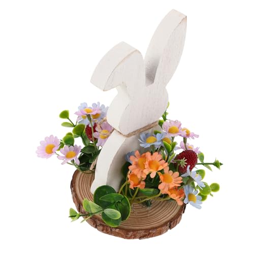 TOPBATHY Osterhase Tischdekoration üßes Rustikales Hasen Ornament Mit Blumen Freistehende Deko Für Frühlings Und Ostern Holzfigur Für Stilvolle Wohnraumgestaltung von TOPBATHY