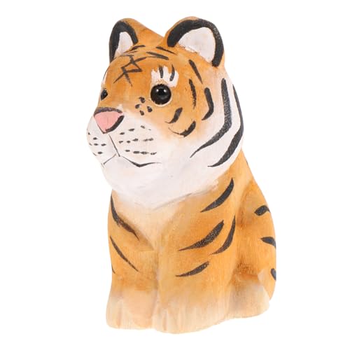 TOPBATHY Holz-Tiger-Ornament Golfabdeckungen tragbare Lampe Tiere interaktiv Sachen kindheitserinnerungen zarte Tigerstatue Holztiger Tiger Dekorationen Schreibtisch-Tier-Statue Holzfiguren von TOPBATHY