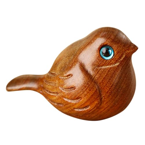 TOPBATHY Holzschnitzerei eines kleinen dicken Vogels Vogelhaus kardinales Feenfiguren Taube Sonnenfänger Krähe Miniatur-Vogel aus Holz Figur in Vogelform Desktop-Tierfiguren hölzern von TOPBATHY