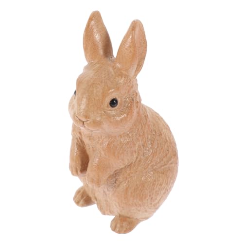 TOPBATHY Kaninchen-Verzierung osterhasen Easter Bunny Geschnitzte Hasenfigur Holzhasenfigur Hasenfigur mit Naturholzoptik Holzornamente für das Kunsthandwerk Desktop-Hasenfiguren von TOPBATHY