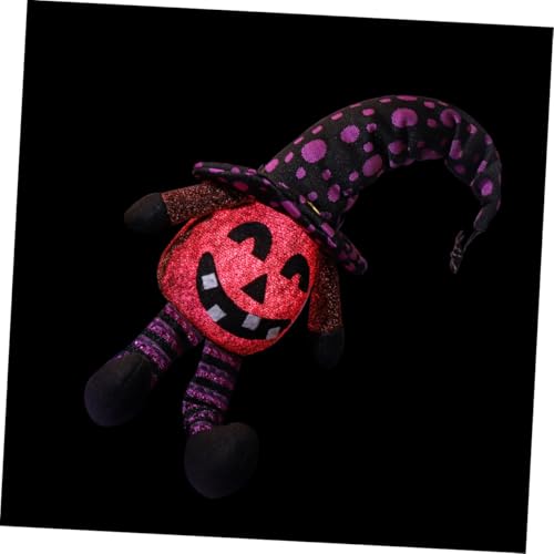 TOPBATHY Kürbis Laterne Ornament Halloween-hexenkostüm Halloween-kuscheltiere Beleuchteter Halloween-zwerg Kessel Halloween Hexenbesen Plüschtiere Halloween-verzierung Violett Stoff von TOPBATHY