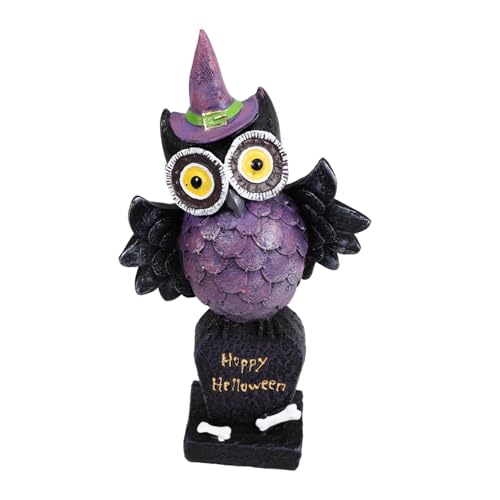 TOPBATHY Ornamente Eulenbecher Vogelabwehrmittel Halloween-Wohndekoration Krähe gespenstisch Halloween Eulenstatue Eulenfigur aus Harz Desktop-Dekorationen Halloween-Eulenmodelle Violett von TOPBATHY