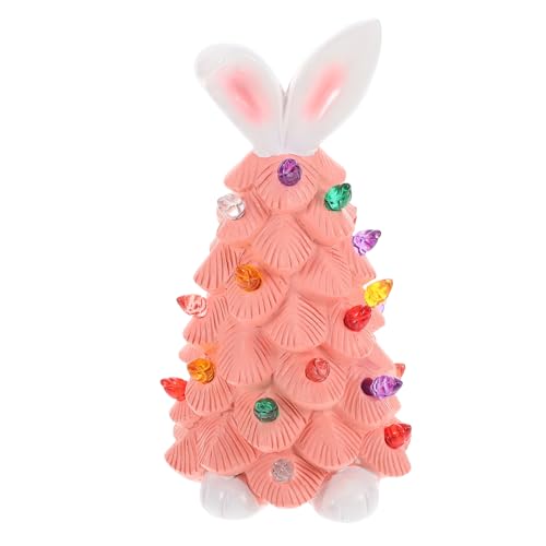 TOPBATHY Osterhasen Lichter Hasenstatue Dekoration Hase Tischdekoration Leuchtender Hasenbaum Miniatur Kaninchen Mit Licht Hasen Skulptur Dekoration Hasenfigur Rosa Harz von TOPBATHY