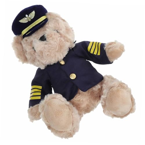 TOPBATHY Plüschbär spielzeug für kleinkinder Plüschbär Plüschtier für Kinder Plüschbär Pilot Flugbegleiterpuppe Kuscheltiere für Jungen PP Baumwolle Brown von TOPBATHY