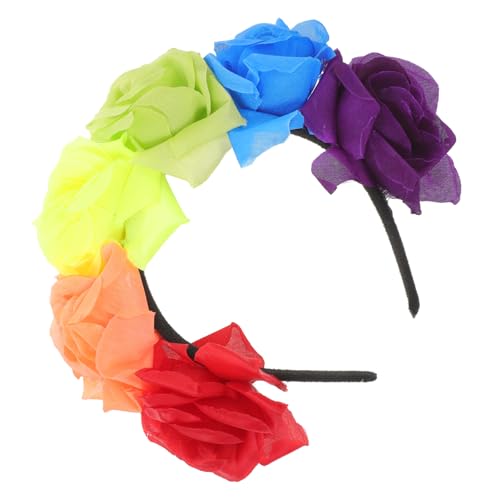 TOPBATHY Regenbogenblumen-stirnband Lgbt-stirnband Fotostudio Stirnband Regenbogen-accessoires Blumen-stirnband Für Den Pride-monat Pride-event-stirnband Rosafarbene Haarbänder Stoff von TOPBATHY