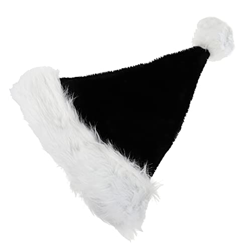 TOPBATHY Schwarze Plüschmütze Nikolausmütze Mütze Schwarze Partyhüte Plüsch Weihnachtsmütze Plüsch-weihnachtsmütze Schwarze Weihnachtsmütze Kostüme Für Erwachsene Halloween-hut Black Stoff von TOPBATHY