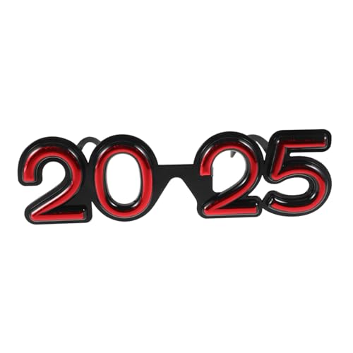 TOPBATHY Silvester-partybrille 2025 Neujahrsbrille Neujahrszahl-Brillen Neujahrsbrille 2025 Frohes Neues Jahr Brille 2025 Neuartige Sonnenbrille 2025 Glitzerbrille 2025 Brille STK Rot von TOPBATHY