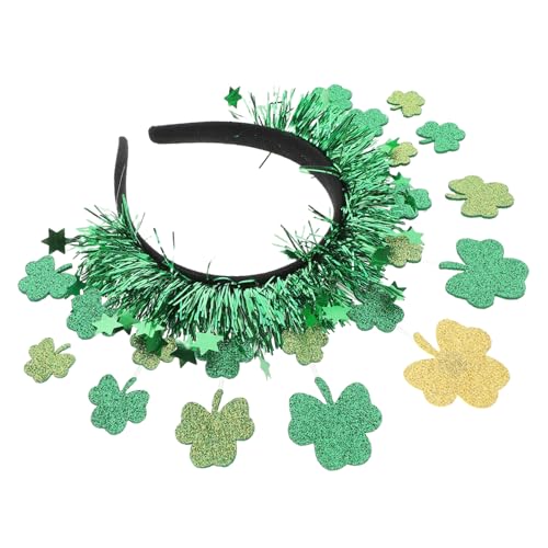 TOPBATHY Stirnband Irische Accessoires Irisches Fest Pailletten-stirnbänder Für Frauen Klee Kostüm St Patricks Day Kleeblatt Dekorationen Grüne Haaraccessoires Für Frauen Harz Green von TOPBATHY