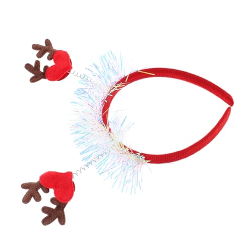 TOPBATHY Stirnband Weihnachts-Haarband Herz-Haarband Herzgeweih-Haarband Hirschohr Haarreif Weihnachtsstirnbänder Weihnachtshaarschmuck Weihnachtsaccessoires für Frauen Stoff rot von TOPBATHY