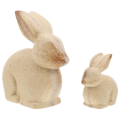 TOPBATHY Holz Handwerk Beflockt Bunny Miniatur Tier Skulptur Rattan Bunny von TOPBATHY