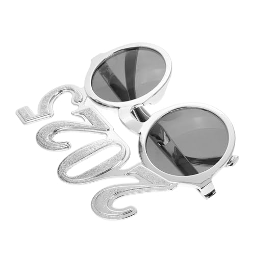 TOPBATHY digitale Brille Neujahrsaccessoires Weihnachtsbrille Silvester Brille Brillenstütze Abschlussbrille Neujahrsbrille Lustige Brille Frohes neues Jahr Neujahrs-Requisiten Stk Silver von TOPBATHY