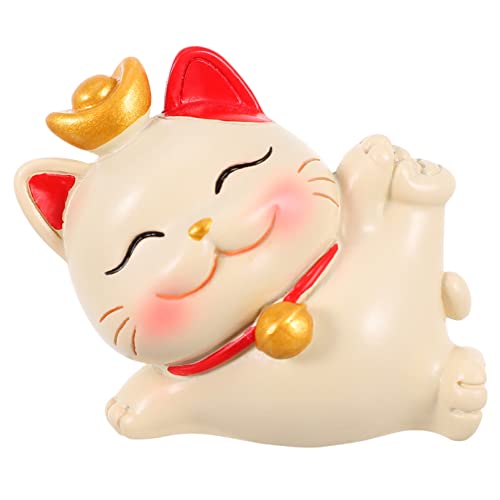 TOPBATHY glückliche Katzenverzierung Gnom Katze Plüsch Kuchendeckel Hallo Geburtstagsdekoration Maneki tortendeko Einschulung Glückskatzenfiguren Glückskatze Figur Kunstharz Weiß von TOPBATHY