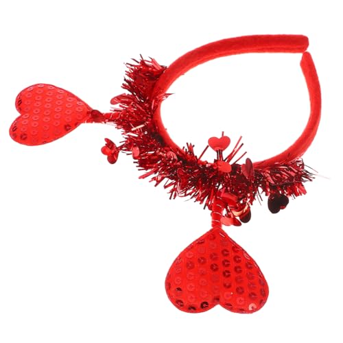 TOPBATHY valentinstag stirnband favorisieren Kostüm Kopfbedeckung Paillette Feier valentinstag party kopfschmuck Herz Haarband Liebesherz-Stirnband valentinstag zubehör PVC rot von TOPBATHY