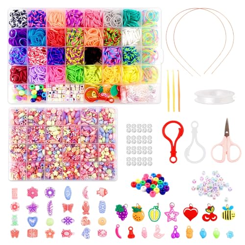 TOPBELIEF 2500+ Loom Bänder Set, 500+ Ocean Schmuckherstellungsset, Freundschaftsarmbänder Selber Machen, Loom Bänder Zubehör Bunte Gummibänder für Armbänder, Accessoires für Jungen und Mädchen von TOPBELIEF