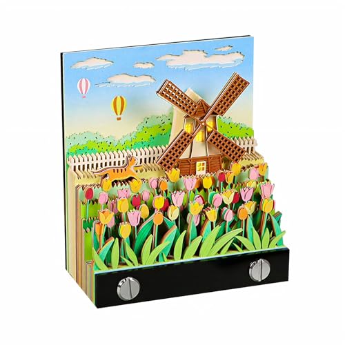 3D Kalender,2025 3D-Abreißen Notizblock Tischkalender-Notizblock mit Licht 3D Memo Pad Papier Kunst Windrädchen Kreatives Papier Schnitzen Geschenk Desktop Dekoration von TOPCHANCES