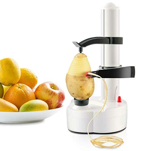 Elektrischer Schäler Automatischer Rotierender Apfelschäler Kartoffelschälmaschine Automatische Obst Gemüse Schneider Edelstahl Küche Peeling Werkzeug (Weiß) von TOPCHANCES