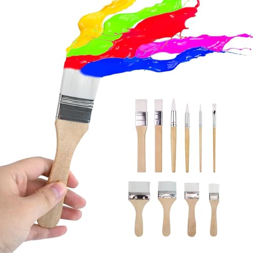 10 Stück Pinselset Acrylfarben Set, Nylonpinselset Künstlerpinsel, Pinsel Aquarell Verschiedene Größen, Pinselstrich Professionell Künstlerpinsel, Malen Holzgriffpinsel für Gouache Dekorieren von TOPCZY