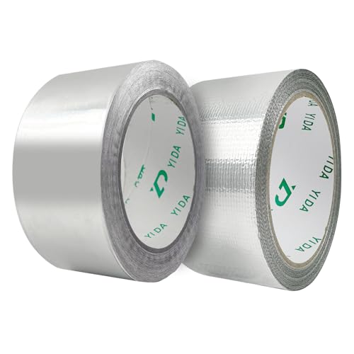 2 Rollen Aluminium Klebeban, 5 x 200cm Metall Klebeband, Praktisch Selbstklebendes Alu Klebeband, Reperaturband Alu Tape mit 160g Versiegelnde Tonerde, Dampfsperre Klebeband für Reparaturen Abdichtung von TOPCZY