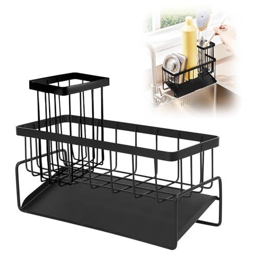 Edelstahl Spüle Organizer, Sink Caddy Kitchen Organizer, Spülbecken Organizer Küchen, Waschbecken Abwasch Organizer mit Abnehmbarem Bürstenrohr, Firma Küchenorganisation Spüle für Bürste Seifenschale von TOPCZY