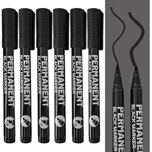 TOPCZY 6 Stück Permanent Marker Stifte Weiß, Schnelltrocknender Stifte Weiß, Weißer Wasserbasierte Stift für Schwarzes Papier, Wasserfeste Fine Tip Marker Stift (Schwarz) von TOPCZY