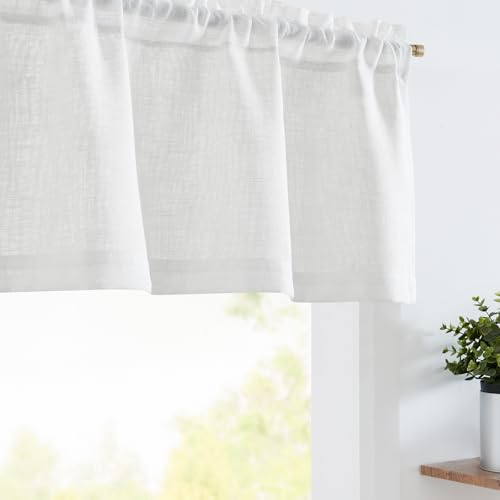 TOPICK Scheibengardine Transparent Voile Bistrogardine Gardine Gaze Schals Fensterschal Kurzgardine für Küche Wohnzimmer Landhaus 1 Stück 130x 40cm(BxH) Weiß von TOPICK