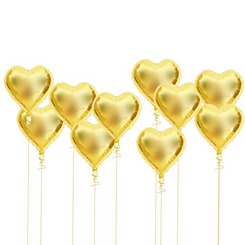 10 Stück Herz-Luftballons, 45,7 Cm Herzförmige Luftballons aus Aluminiumfolie, Romantische Party-Dekoration, Luftballons für Frauen, Mädchen, Valentinstag, Geburtstag, von TOPINCN