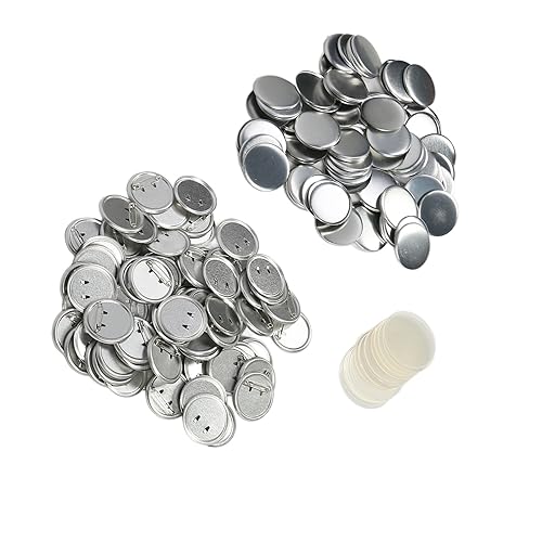 100 Sets Leere Button -Teile für Taste Maker -Maschine, Runde Taste Teile Taste Supplies Metall Pin Back Bast Bast Backbohrer mit Metallabdeckung für Tasteherstellung Maschine von TOPINCN