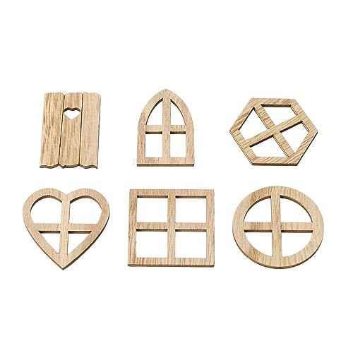 100pcs Holzfenster und Türausschnitte, Mehrzwecke Unvollendete Holzscheiben für DIY -Kunsthandwerk, Wohndekoration, Malerei, Puppenhaus Bewaldete Verzierung Cutout Furnier von TOPINCN