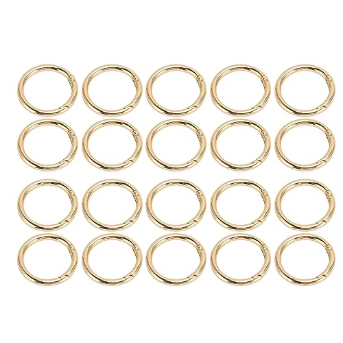 20 Stück Feder-O-Ringe, Runder Karabiner-Clip, Schlüsselanhänger, Karabinerhaken, Schnalle, 3,9 Cm Kupfer-O-Ringe für Taschen, Halsketten, Armbänder, Gepäck (GOLD) von TOPINCN