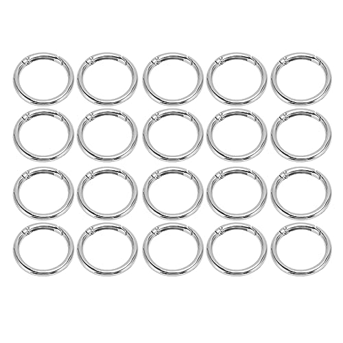 20 Stück Feder-O-Ringe, Runder Karabiner-Clip, Schlüsselanhänger, Karabinerhaken, Schnalle, 3,9 Cm Kupfer-O-Ringe für Taschen, Halsketten, Armbänder, Gepäck (SILVER) von TOPINCN