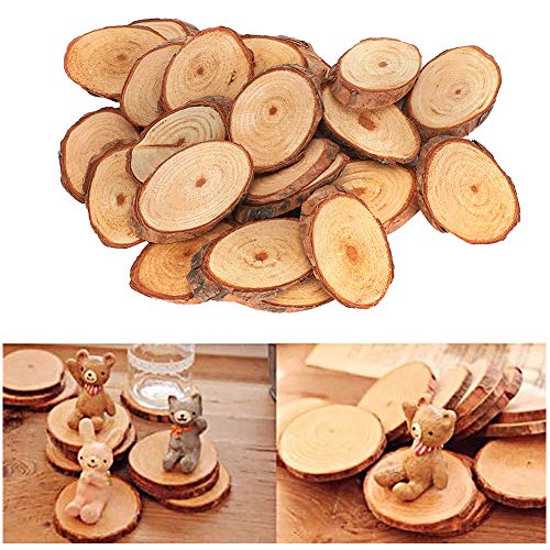 25 Stücke Kiefern-Ovalstück, Unfertige Holzscheiben Holzkiefern-Ovalstück Schräge Scheiben Baumrinde Holzkreise DIY Heimkunst Malerei Handgemachte Festliche Dekoration Handwerk von TOPINCN