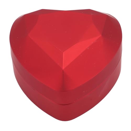 TOPINCN Herzförmige LED-Anhänger-Halskettenbox, Armbandbox mit Großem Fassungsvermögen, Weich Gefütterte LED-Licht-Anhängerbox, Kleine Schmuck-Display-Box mit Licht für Valentinstag, (Rot) von TOPINCN