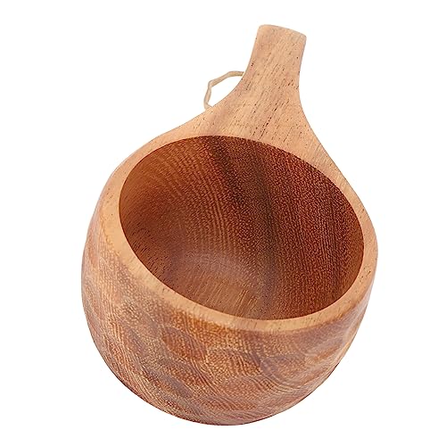 TOPINCN Holz-Campingbecher, Tragbarer, Handgefertigter Holz-Camp-Becher Im Nordischen Stil, Survival-Holzbecher, Camping-Becher, Tassen mit Karabiner, Lederband Zum Trinken von Tee, von TOPINCN