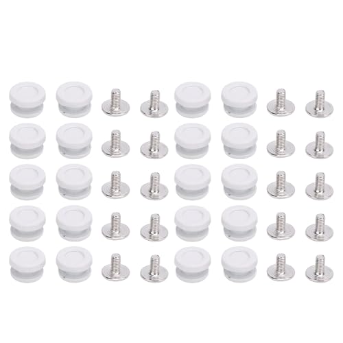 TOPINCN Messingschuhspitzenschnalle Set, 20pcs Boot Hook Reparaturkit Knöpfe Armaturen Ötzschnallen mit Nieten für Wanderschuhe Reparaturleder Lederstiefel Schuhe (White) von TOPINCN