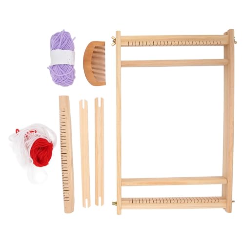 TOPINCN Webset aus Holz, Ideal für die Entwicklung Spielerischer Fähigkeiten von Kindern, Handgefertigtes Webset, Mini-Webmaschinenset aus Holz, Kordel, Handgefertigtes Stricken und von TOPINCN