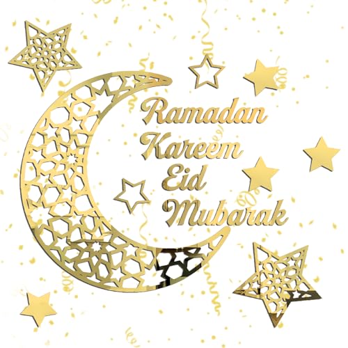 TOPJOWGA Ramadan Aufkleber Wanddekoration, Aufkleber Dekoration für Wand Ramadan, Wandtattoo Mond und Sterne, Selbstklebend Wandaufkleber, Wanddeko Wandsticker für Zuhause Schlafzimmer (F) von TOPJOWGA