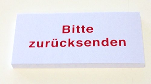 Haftnotiz mit dem Druck Bitte zurücksenden von TOPKAUFMUNICH