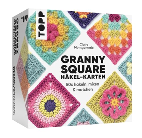 Granny Square Häkel-Karten (Deutsche Ausgabe). 50x häkeln, mixen und matchen. Mit Häkelschrift und Foto zu jedem Granny Square und praktischem So-geht's-Booklet von TOPP