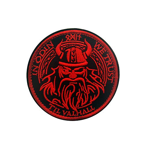 Ohrong - In Odin We Trust Bestickter Aufnäher mit Klettband Rund (Rot) von TOPPATCH