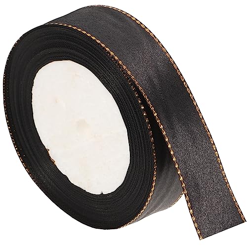 TOPPERFUN 1 Goldband Lesezeichen Chiffon Juteband Von Hand Geworfene Bänder Verdrahtetes Band Fallen Weihnachtsdrahtband Samtband Schimmernd Herbstband Bausatz Spitze Black Polyester von TOPPERFUN