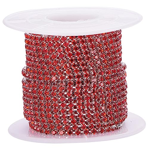 TOPPERFUN 1 Rolle Krallenkette Aus Strass Juwelen Annähen Kleidung Diy Strasskette Bling-band Diamantkette Geschenkband Strasskette Zum Basteln Dekoratives Strassdekor Strasssteine Rot von TOPPERFUN