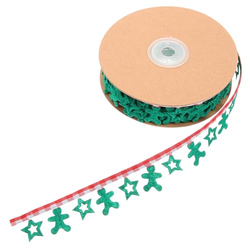 TOPPERFUN 1 Rolle Lebkuchenmann-Geschenkkrawatte Weihnachtsschleifen Bänder für DIY Gold Weihnachtsfeierband Rot ribbon bandfeile Schleifenband selber machen Cartoon-Band Polyester Green von TOPPERFUN